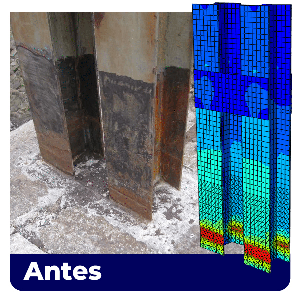 Antes — Estrutura corroída