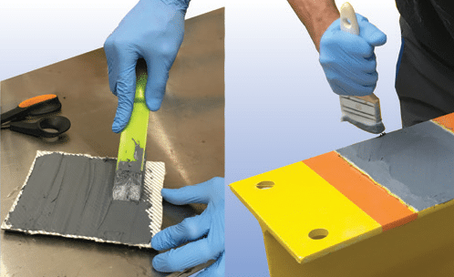 Aplicação da resina epóxi 3X sobre os pads do ROLLERKiT® e sobre o suporte